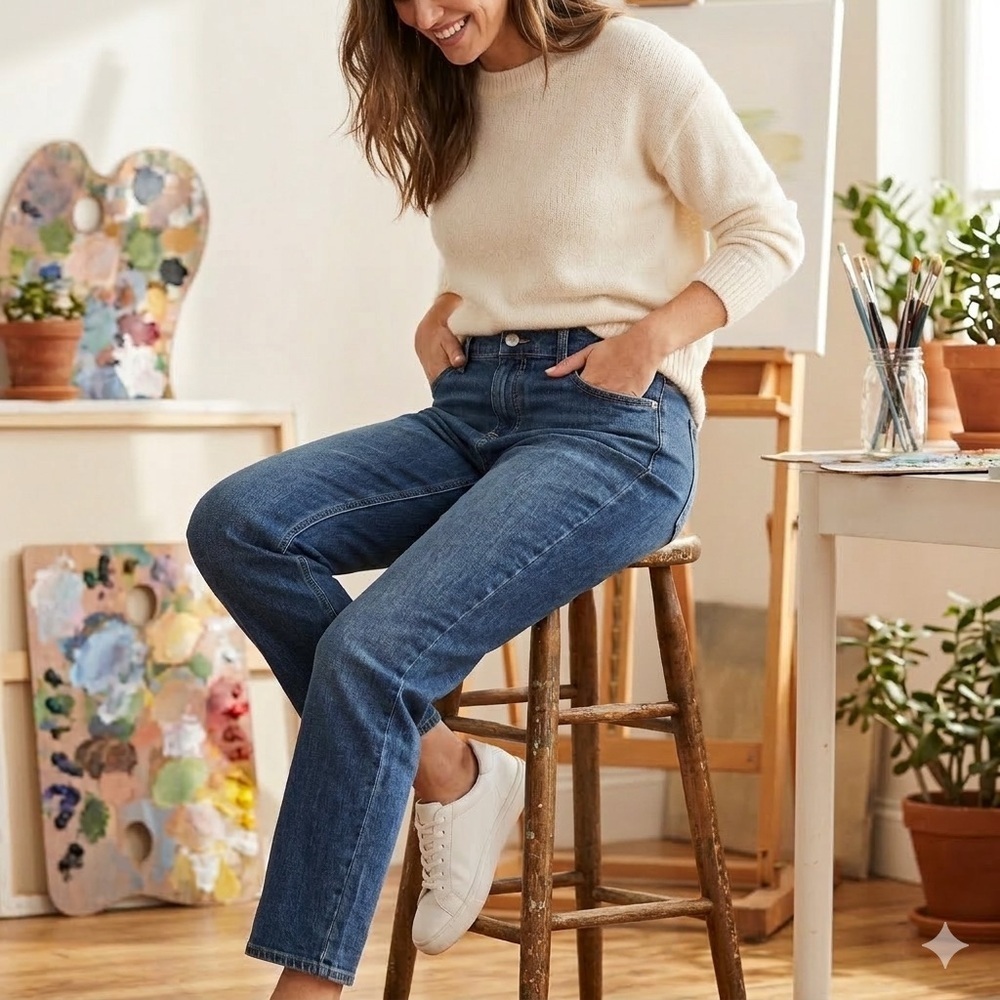 Old Navy Mid-Rise Boyfriend Jeans in Medium Blue Wash